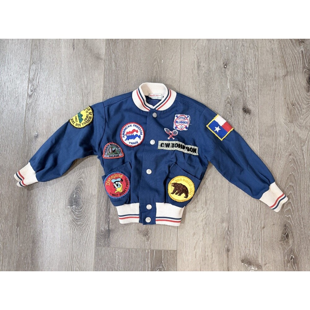 Vtg 70s Patch souvenir Jacket Toddler Size 5T USA Healthtex heavy patch coverage